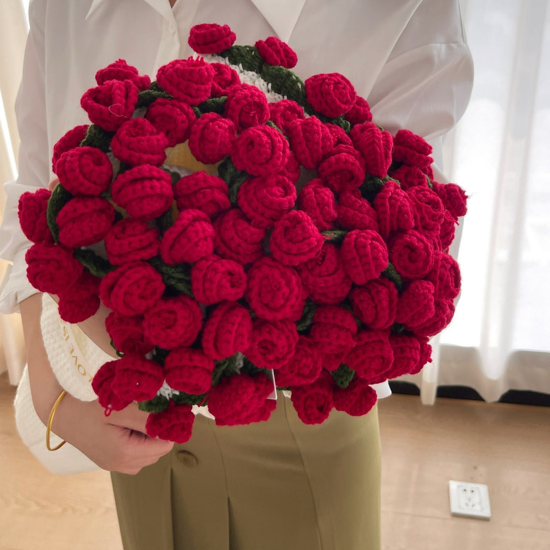 Handmade Crochet Rose Bouquet Throw Blanket Floral N6G001