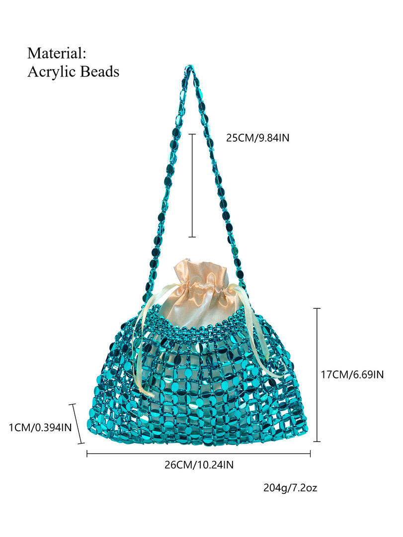 Hand Beaded Acrylic Crescent Bag Open-Top Design S5P405