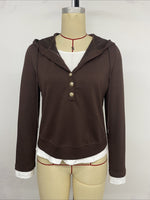 Load image into Gallery viewer, Maillard Fake Two-Piece Slim Hoodie Women N6H296