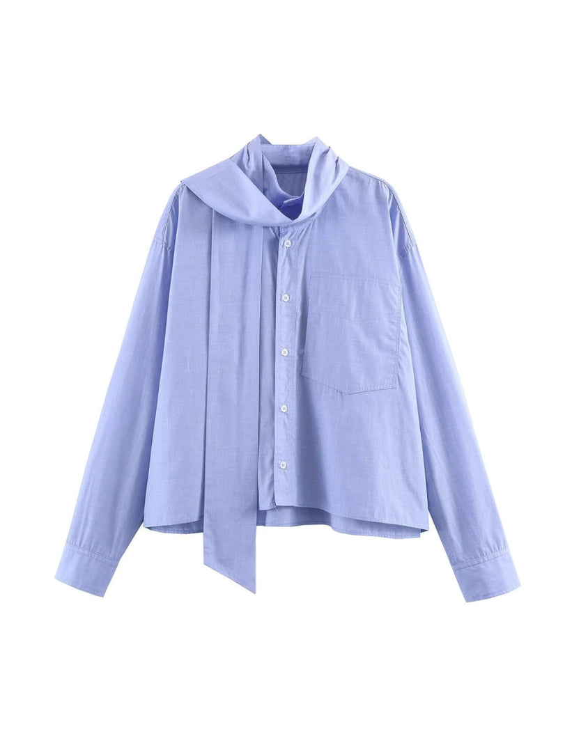 Bow Tie Scarf Collar Blouse Women N6C096