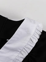 Load image into Gallery viewer, French Peter Pan Collar Black White Short Dress  N6C209