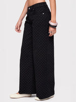 Load image into Gallery viewer, Polka Dot Straight Leg Denim Jeans Women N6F003