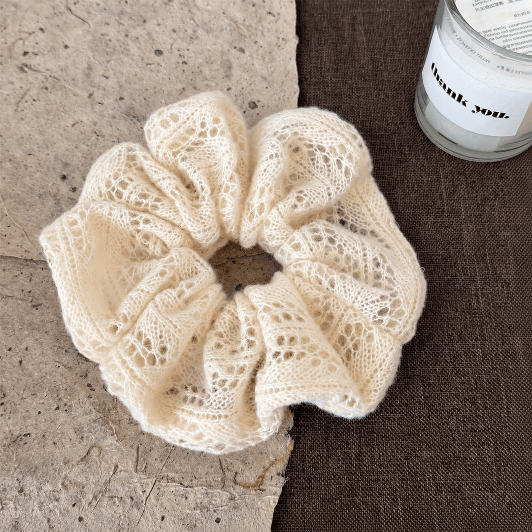 Womens Openwork Leaf Knit Scrunchie N6K025