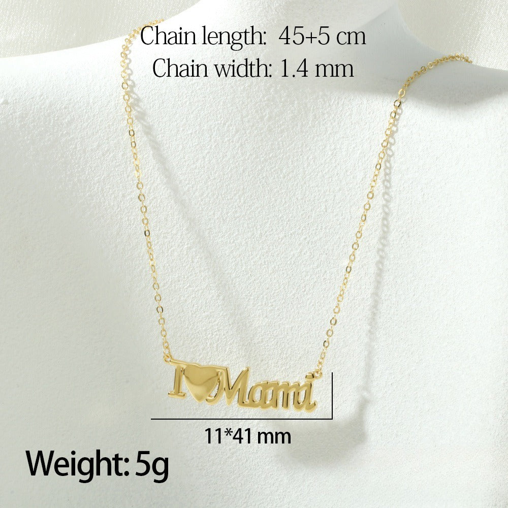 Zircon MOM Heart Pendant Necklace N6D521