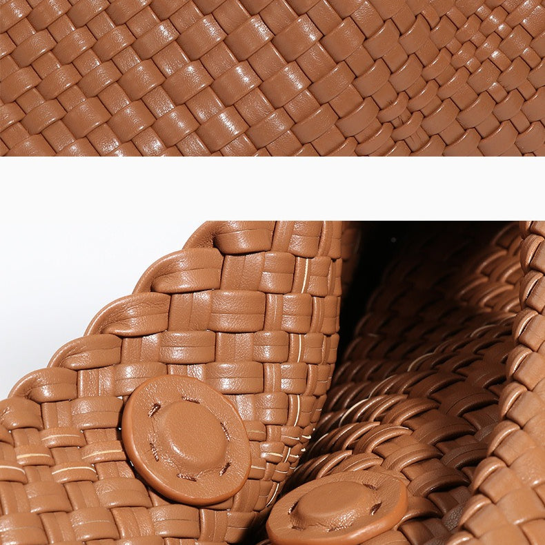 Women's PU Woven Bucket Tote Bag N6J156