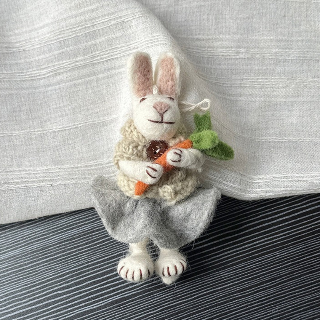 Handmade Felt Rabbit Keychain Balloon Bunny Bag Charm N6G002