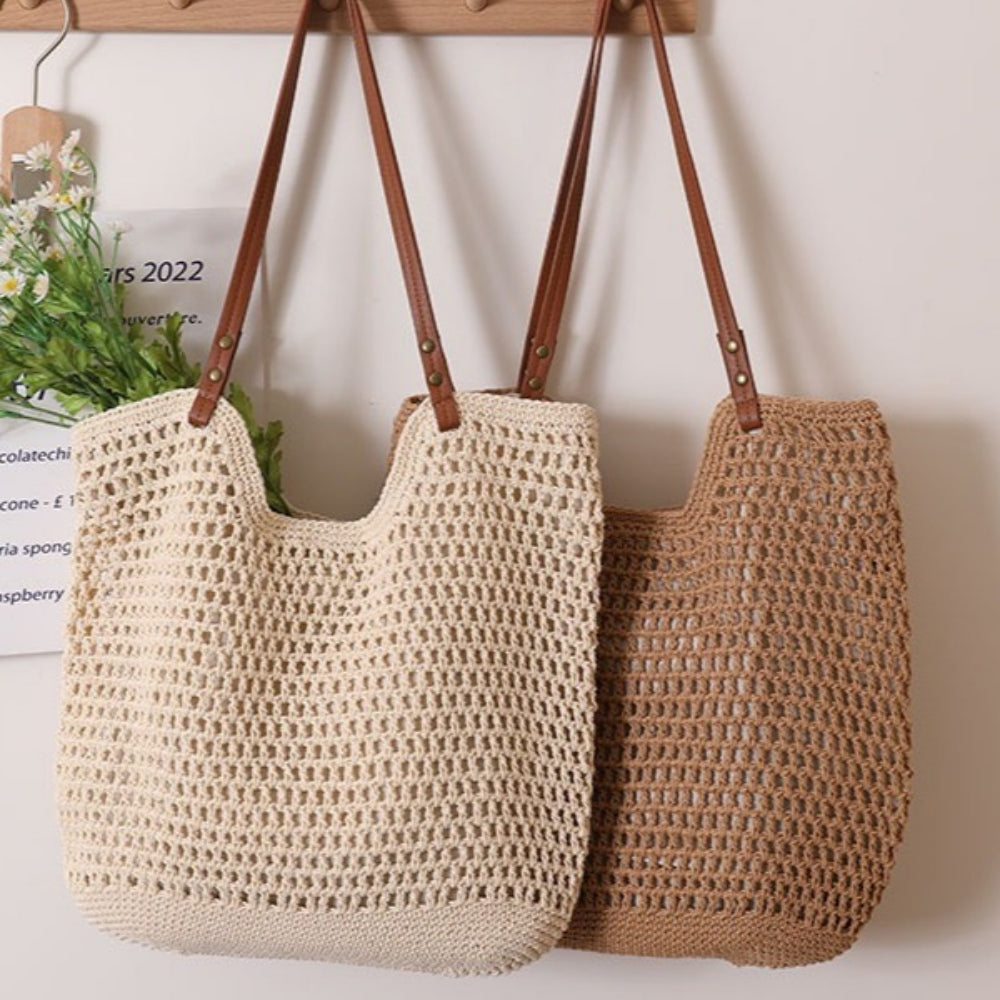 Oversized Openweave Straw Tote Bag Women Vacation N6E033