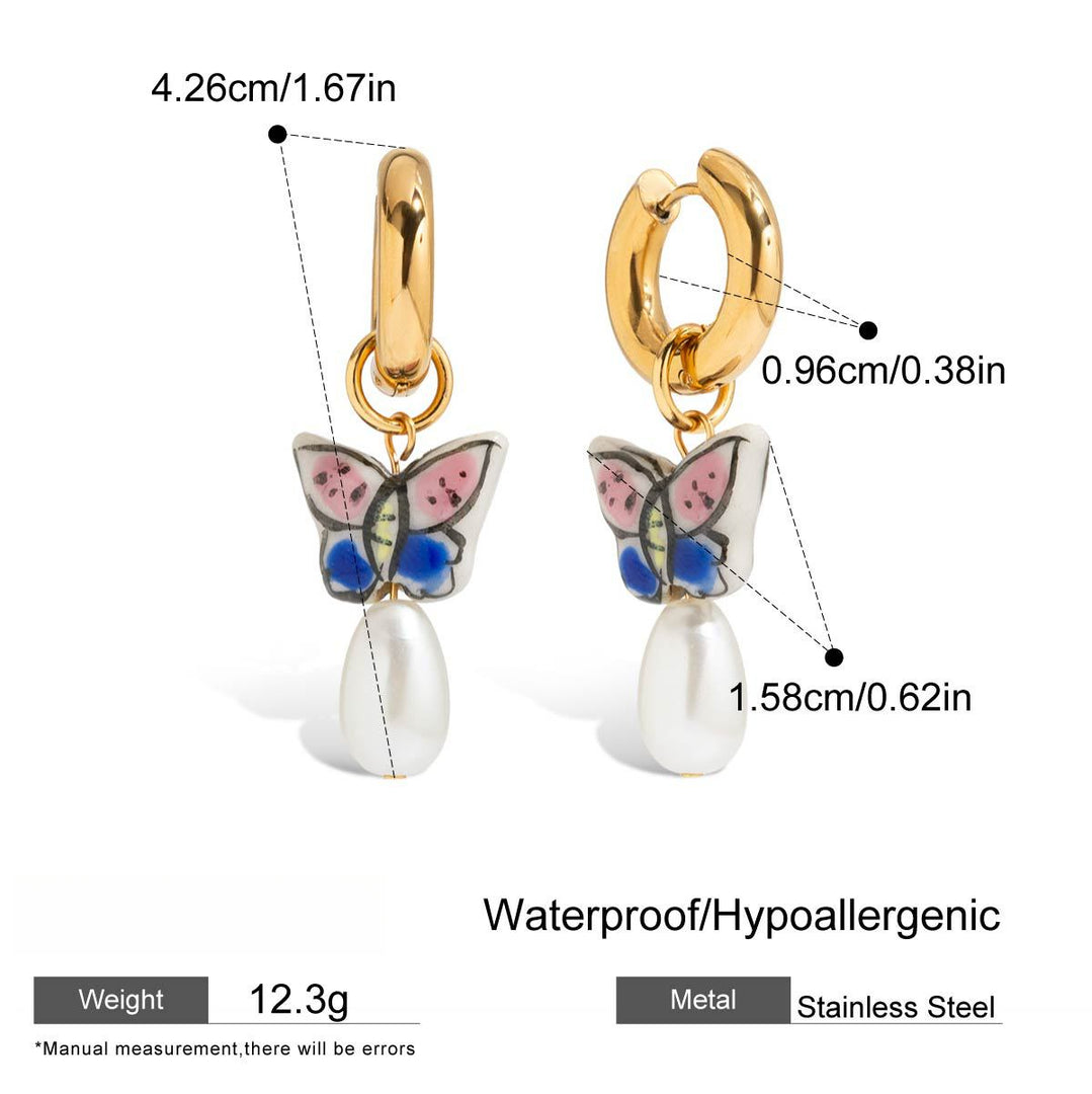 Geometric Pearl Studs Steel Plated Fadeproof S5P160