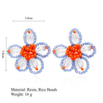 Load image into Gallery viewer, Hand Braided Floral Studs Seed Beads Vintage Style S5P169