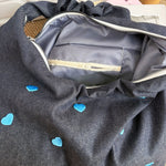 Load image into Gallery viewer, Women's Embroidered Denim Ruched Drawstring Tote Bag N6J191