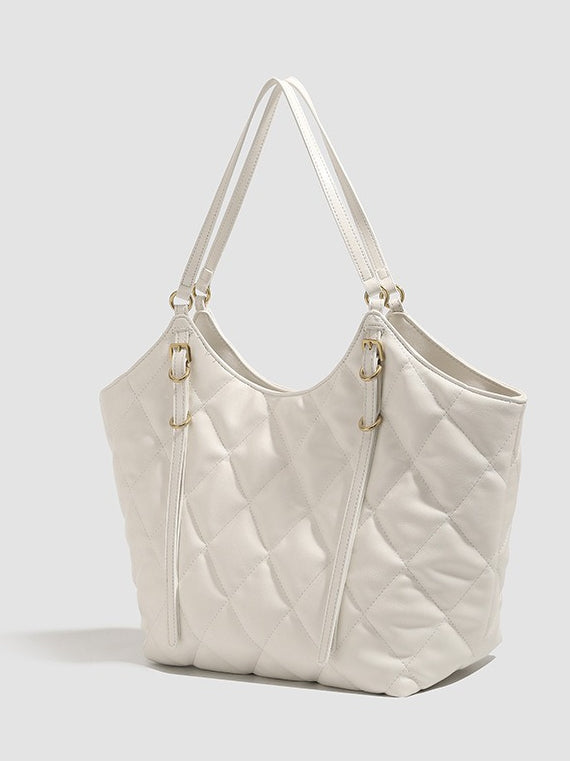 Quilted Oversized Tote Bag with Magnetic Snap N6C048