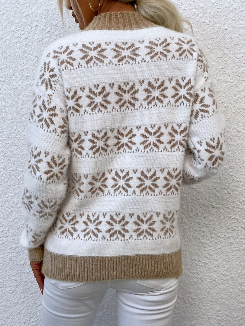 Snowflake Half High Collar Knit Sweater Women N6H260