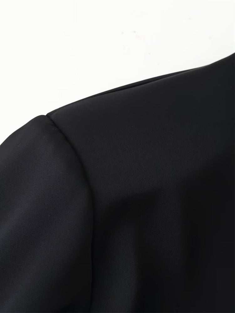 Satin Lace Back Tie Blouse Women N6D050