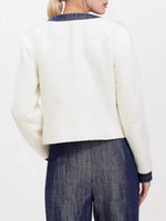 Load image into Gallery viewer, Contrast Trim Short Jacket Women White N5A439