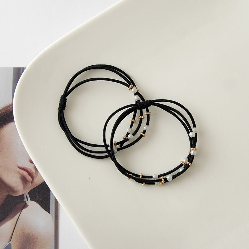 Fresh Pearl Hair Tie Basic Coffee Tone Women N6H189