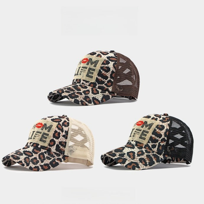 Leopard Appliqué Baseball Cap Wide Brim Sun Hat N6G208
