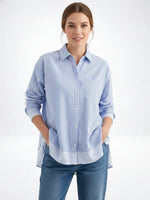 Load image into Gallery viewer, Striped Spliced Shirt Open Front Casual N6C093