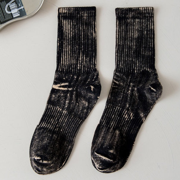 Breathable Mid Calf Cotton Socks Vintage Wash  M5A078