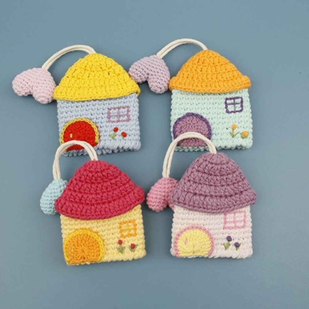Sweet Hand Crochet Colorful House Key Case Yarn Charm N6G044