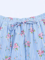 Load image into Gallery viewer, Blue Floral Notched Collar Sleeveless Blouse Shorts  N6F211