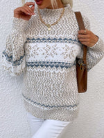Load image into Gallery viewer, Half High Collar Snowflake Rabbit Hair Knit Sweater N6H258