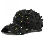 Load image into Gallery viewer, Distressed Plaid Baseball Cap Rhinestone Frayed  N6G210
