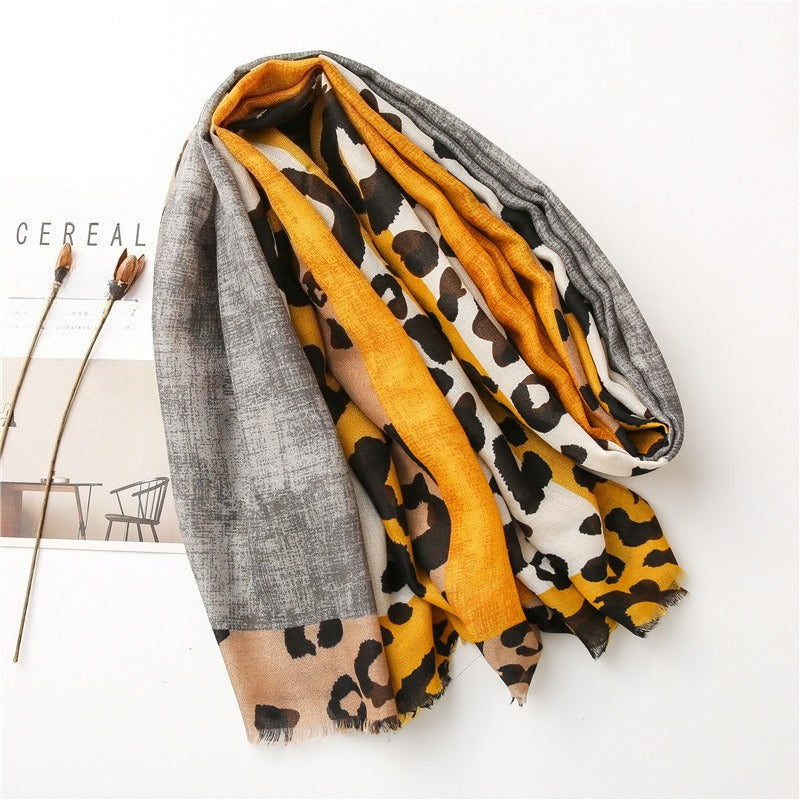 Lightweight Leopard Print Scarf Shawl Women N6H253
