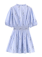Load image into Gallery viewer, Slimming Embroidered Floral Short Sleeve Dress Women N6C277