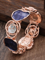 Load image into Gallery viewer, Hand-Painted Geometric Rose Stretch Bangle N6C214