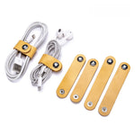 Load image into Gallery viewer, Leather Cable Organizer Pouch Set 4 Pack Cord Wrap N6G010