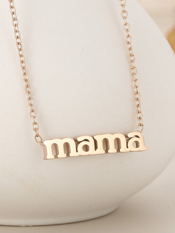 Titanium Steel Mama Pendant Necklace Women N6D530