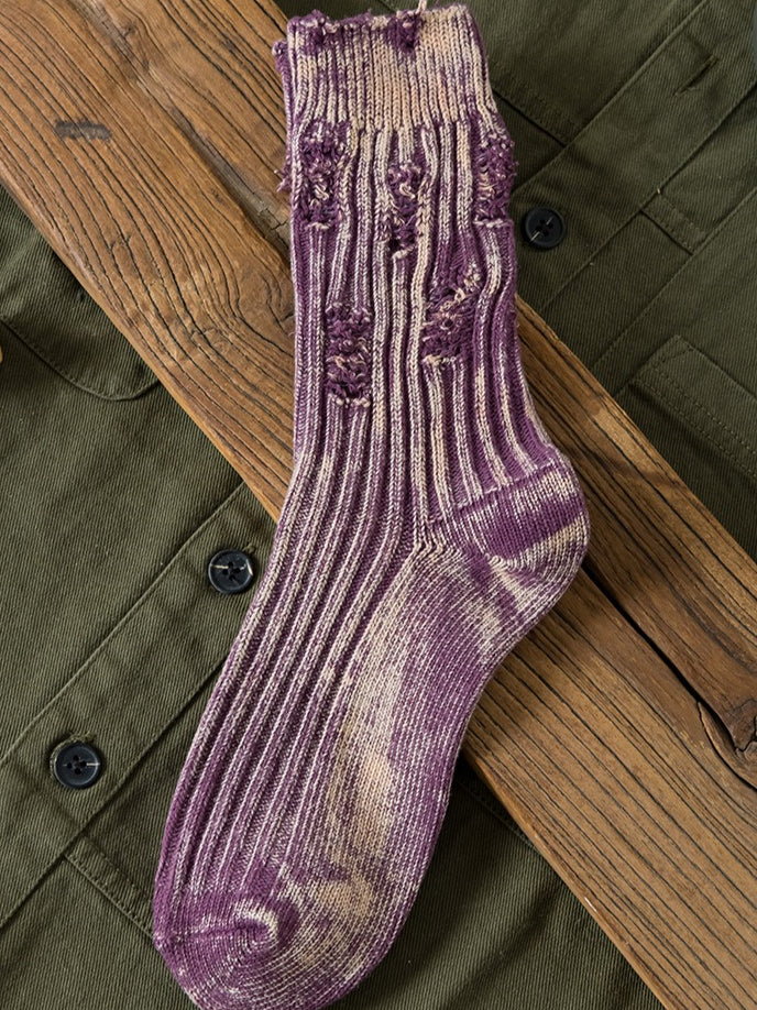 Distressed Knit Cotton Workwear Socks M5A075