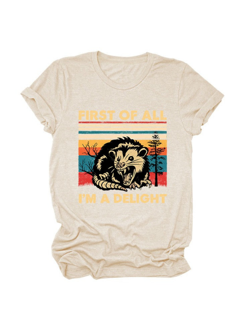 First of All I'm a Delight Print Round Neck T-Shirt N6E141