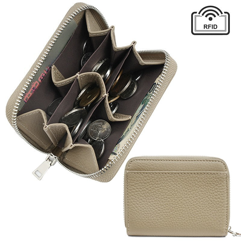 Genuine Leather RFID Blocking Coin Purse Women N6D013