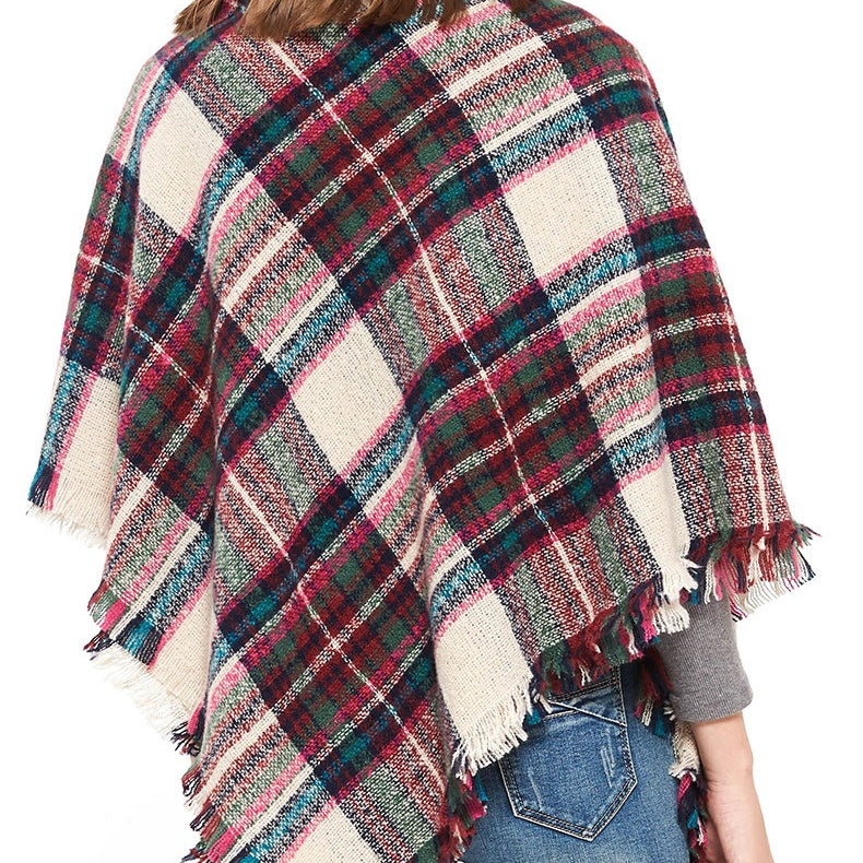 British Vintage Plaid Cashmere Feel Triangle Scarf N6K245