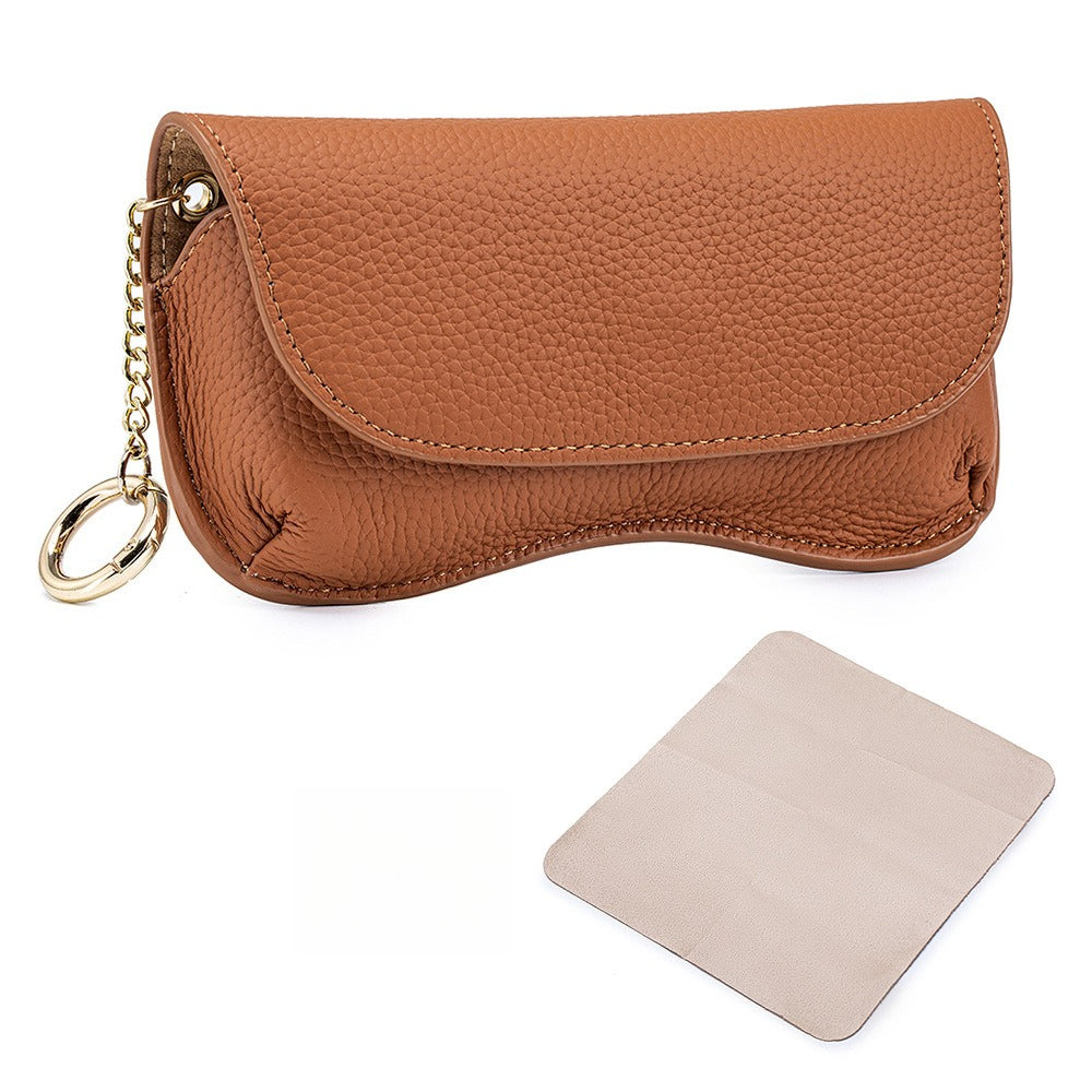 Genuine Leather Portable Sunglasses Case Women N6C314