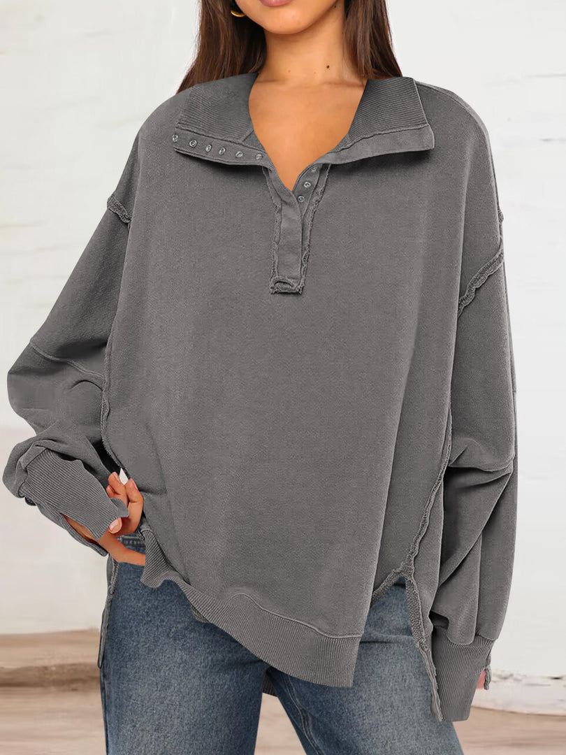 Contrast Rib Polo Coat Vented Puff Sleeve  N5Z258