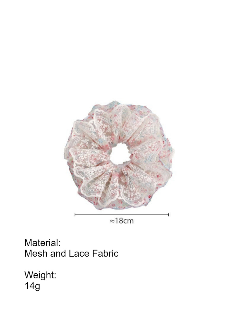 Small Floral Print Ruffle Scrunchie Women N6C017