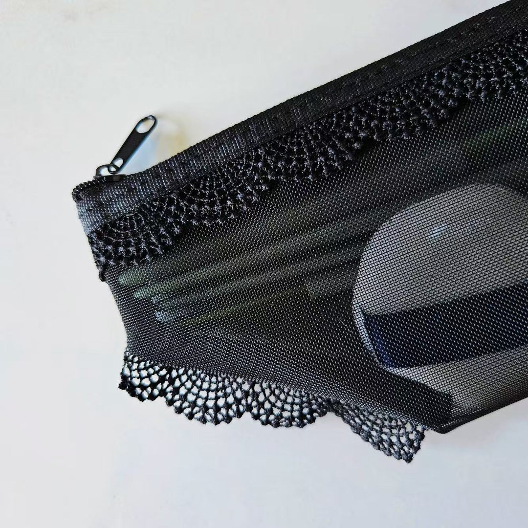 Unisex Pink Mesh Triangle Pencil Pouch N6J255