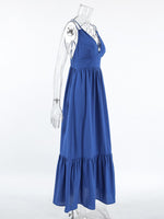 Load image into Gallery viewer, Blue V-Neck Slip Dress Women N6D113