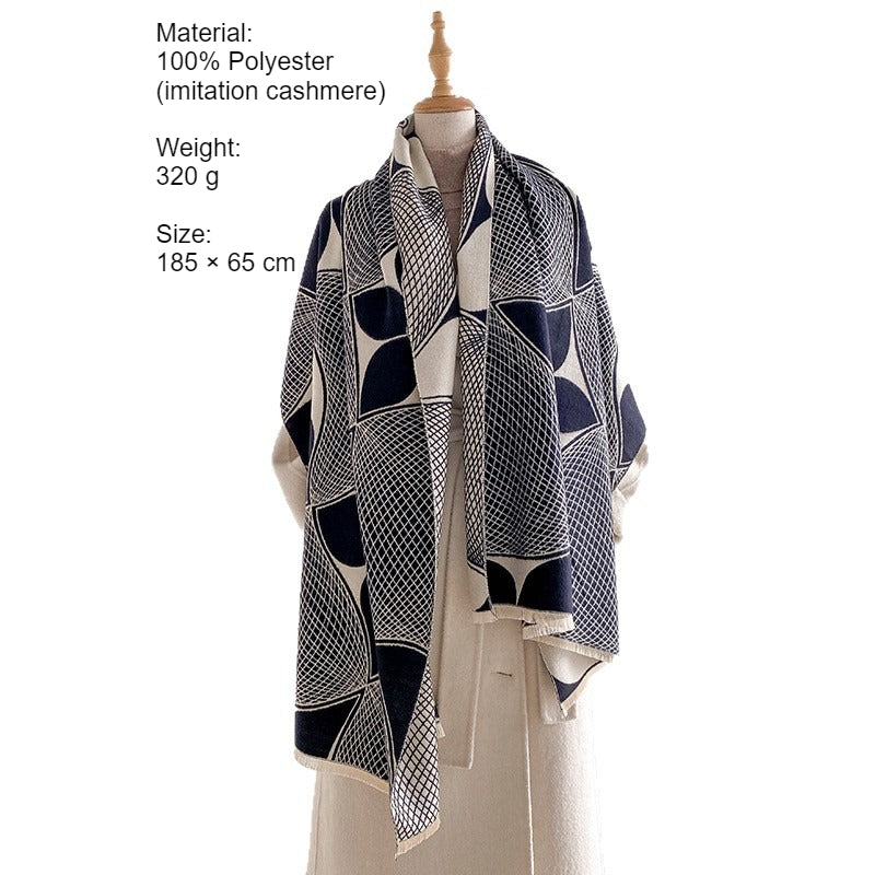 Abstract Begonia Color Block Imitation Cashmere Scarf N6H240