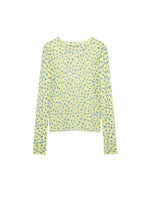 Load image into Gallery viewer, Sheer Heart Print Crop Knit Top Green Women N6G152