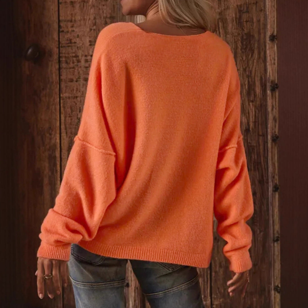 Deep V Crew Sweater Lightweight Tangerine N5Z831