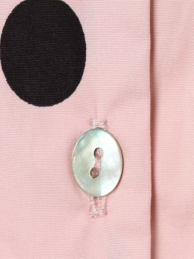 Pink Polka Dot Stand Collar Jacket Women N6C113
