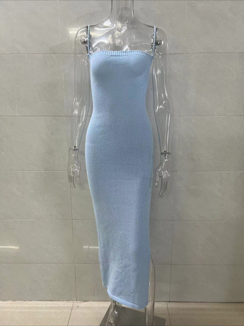 Sexy Backless Knit Beach Club Slip Dress Women N6D079