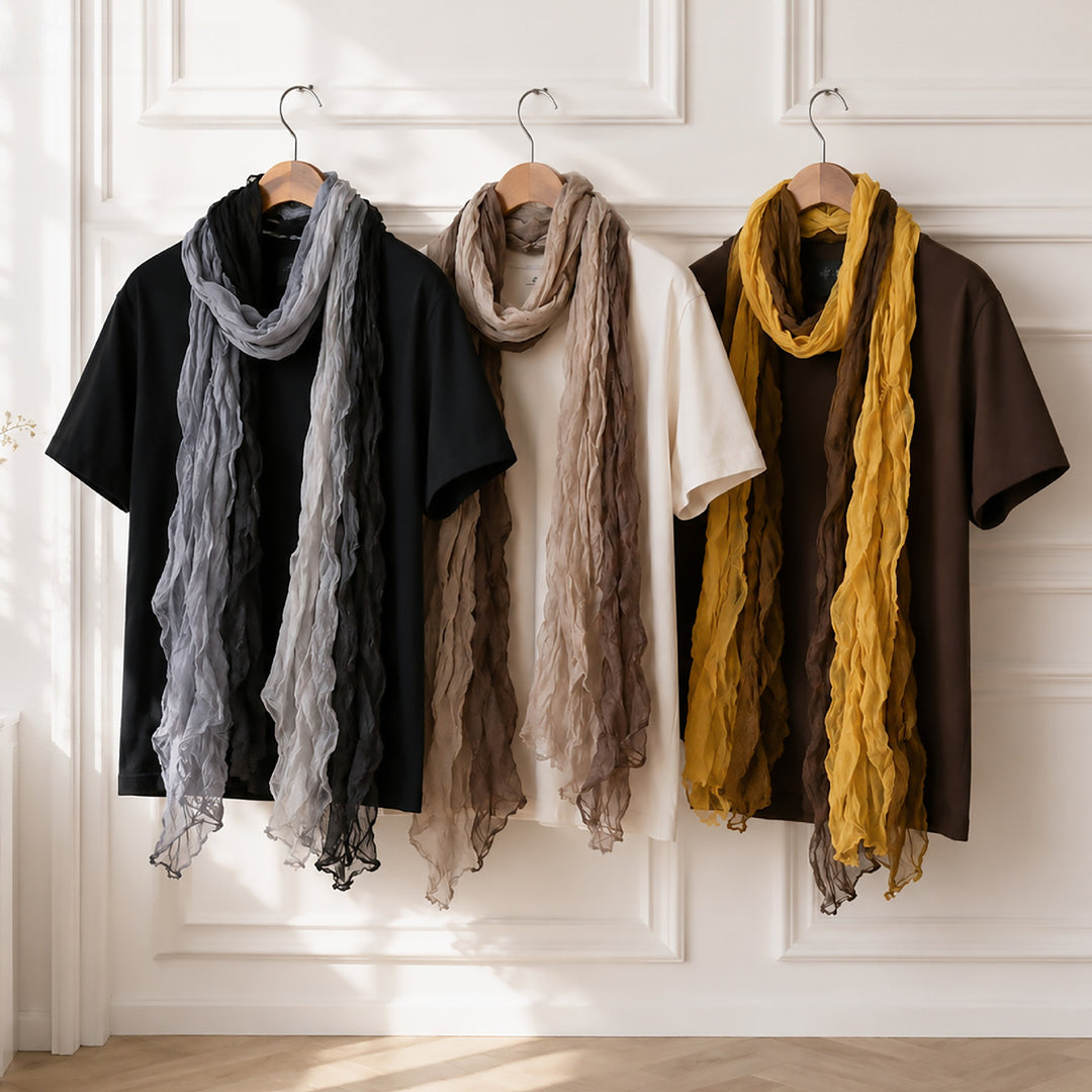 Pleated Gradient Scarf Women Sun Protection N6H247