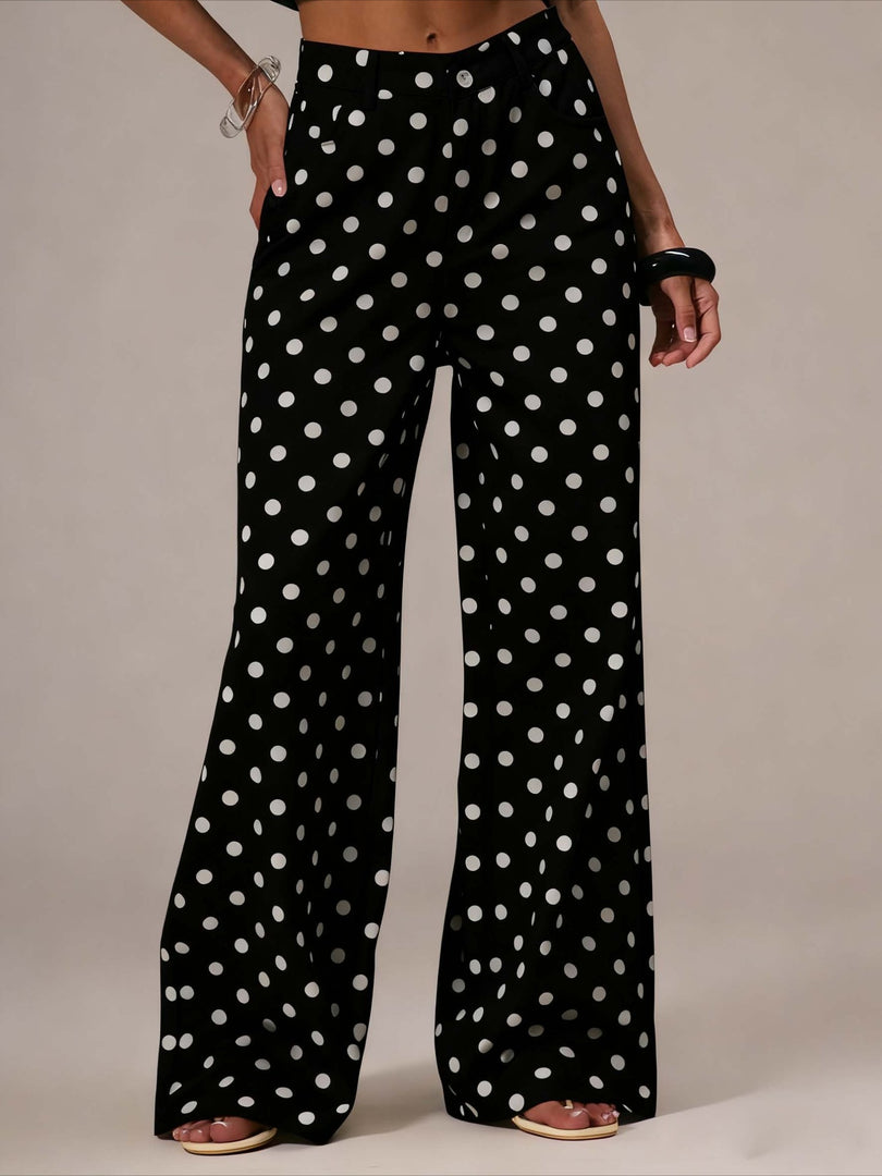 Polka Dot Loose Fit Mid Rise Denim Jeans N6F031