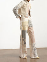 Load image into Gallery viewer, Retro Printed Wide Leg Drag Denim Jeans Women N6D153