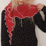 Load image into Gallery viewer, Wool Blend Ruffle Knit Triangle Scarf Shawl N6K228