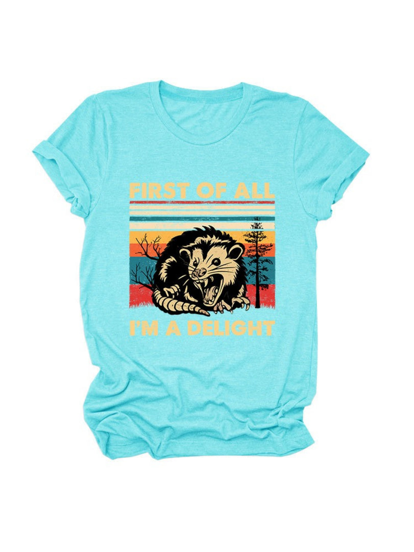 First of All I'm a Delight Print Round Neck T-Shirt N6E141
